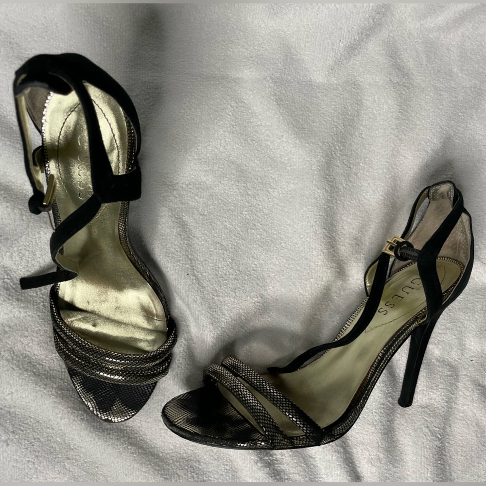 Black and gold heels